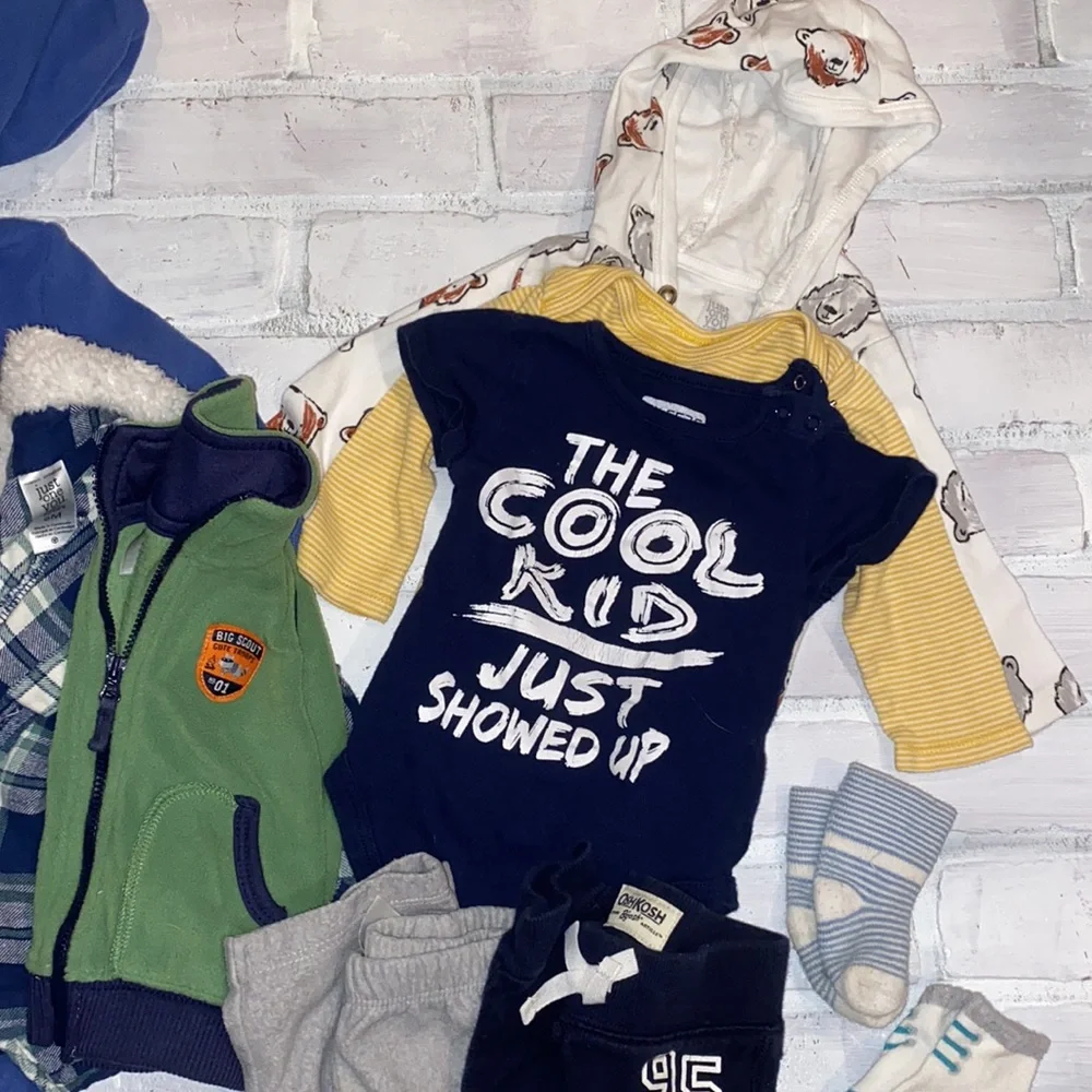 Babyboy 6m fall & winter footie onesie bundle!!